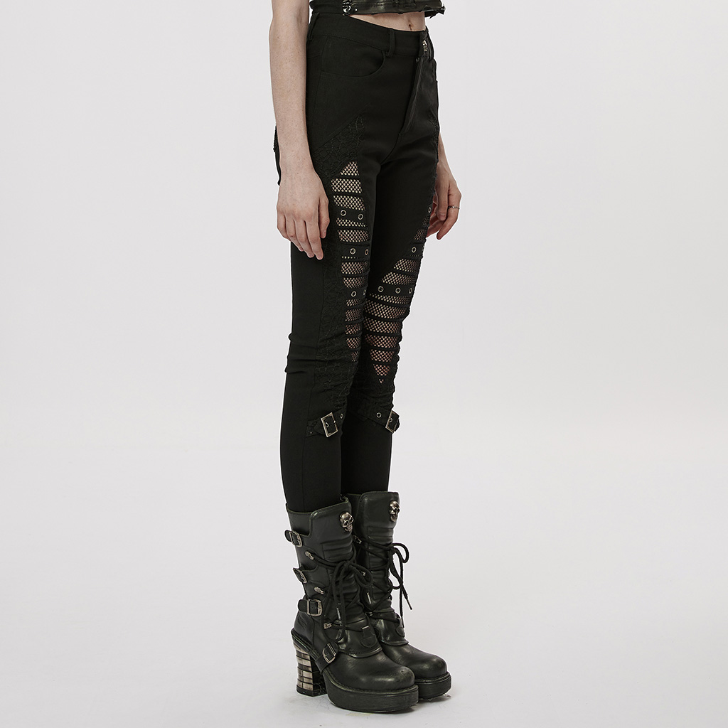 Elastic Goth Mesh Slim Tight Fit Leggings - Image 2
