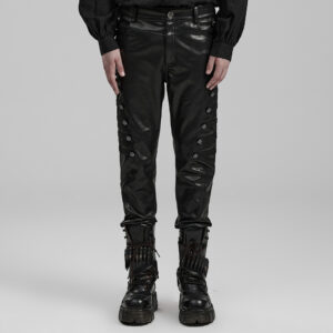 PUNK RAVE Back Patch Pockets PU Trousers