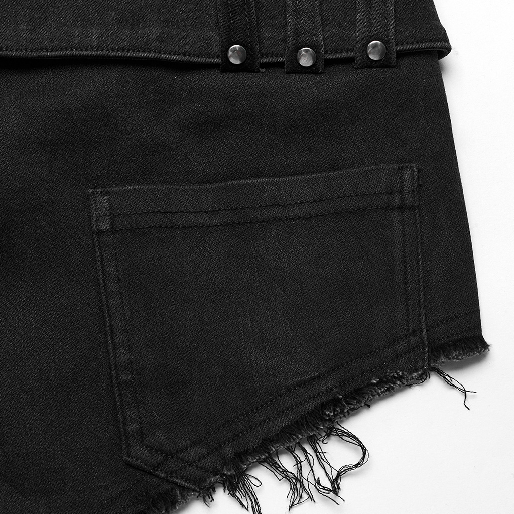 Slim Fit Hot Denim Shorts With Movable Belt - Image 9