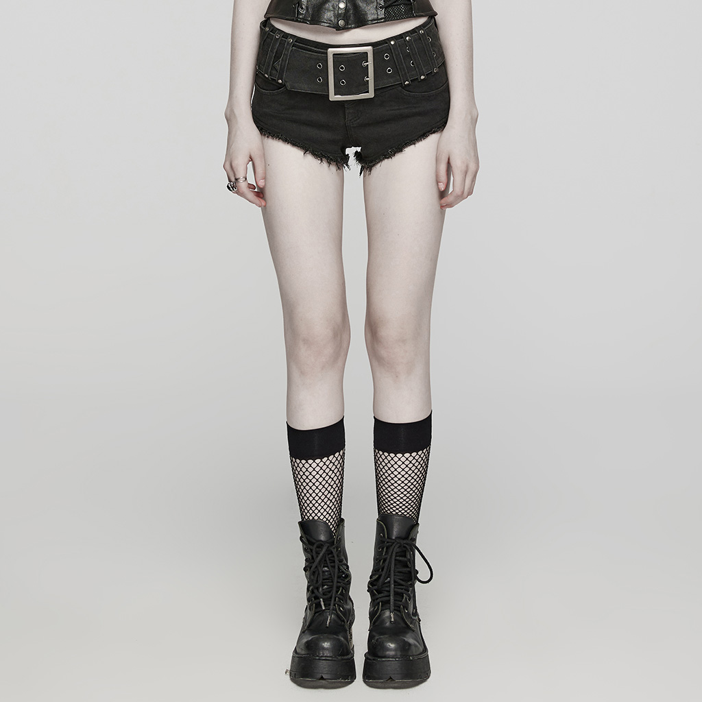 Slim Fit Hot Denim Shorts With Movable Belt