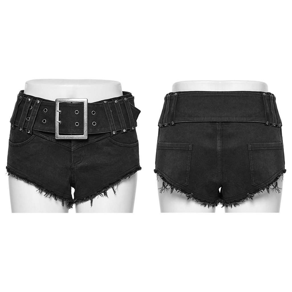 Slim Fit Hot Denim Shorts With Movable Belt - Image 8