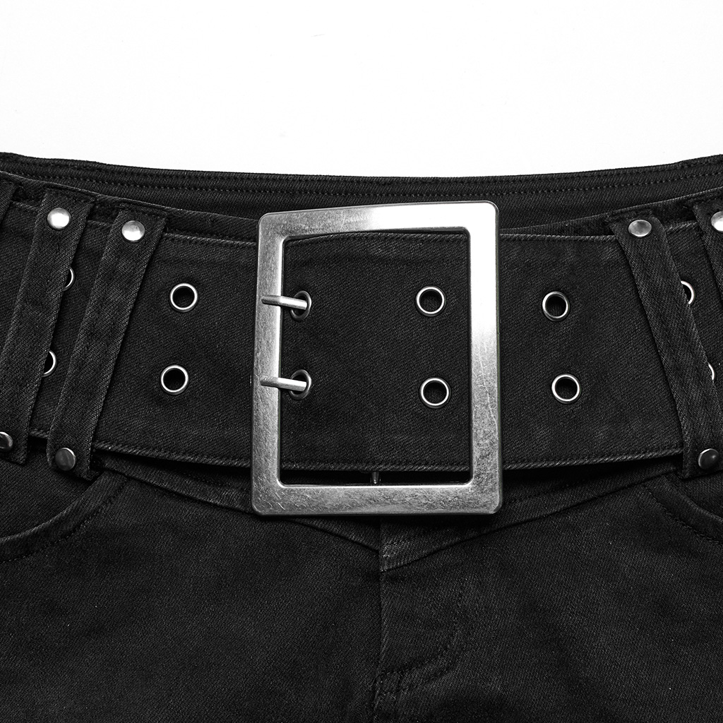 Slim Fit Hot Denim Shorts With Movable Belt - Image 12