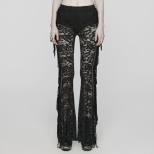 See-Through Flared Leg Goth Lace Trousers