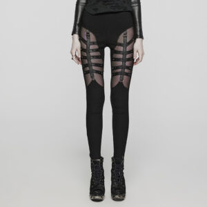 Split Perspective Elastic Twill Woven And Mesh Leggings