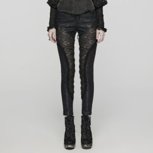 Goth Lace Patches Shimmering Leggings