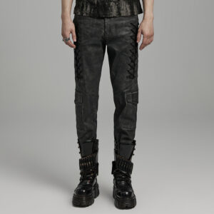 Woven Detail Punk Casual Trousers