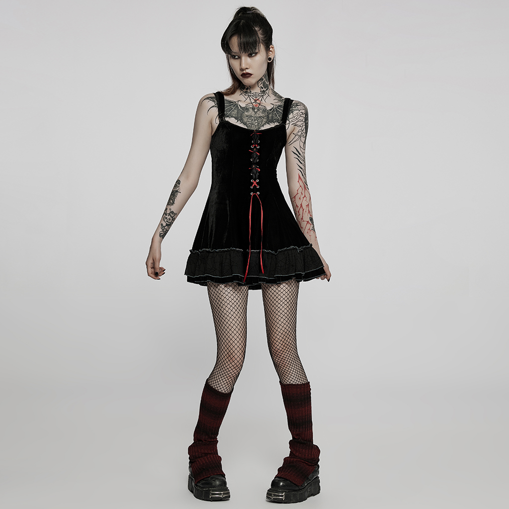 PUNK RAVE Two Piece Webbing Design Goth Dress - Image 4