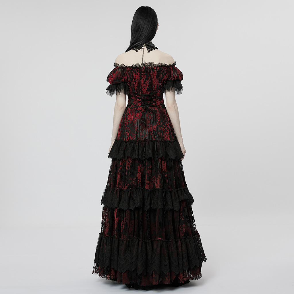 Gothic Lace Flocking Wedding Dress - Image 3