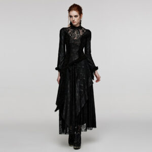 PUNK RAVE V-Shaped Multiple Layers Lace Goth Long Dress