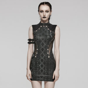Tight Fit Metal Eyelets Zippered Sleeveless Dress