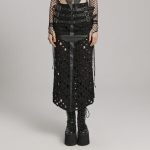 Adjustable Eyelet Tie Punk Cross Hollowed Slit Skirt