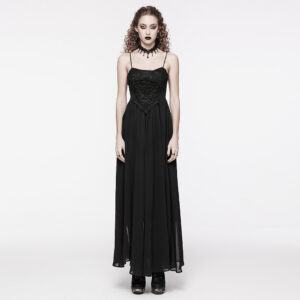 Inverted Triangle Waist Design Chiffon Slip Goth Dress