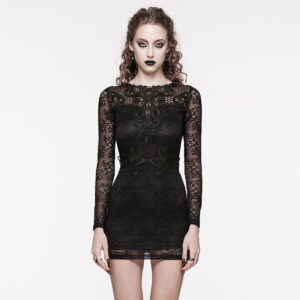 Elastic Sexy Goth Formal Lace Dress
