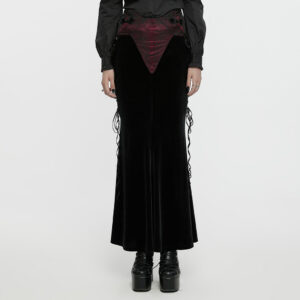 Goth Fishtail Silhouette Velvet Skirt