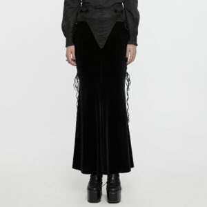 Goth Fishtail Velvet Skirt