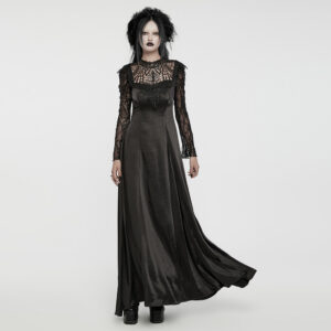 Shiny Drape Floral Mesh Goth Gorgeous Dress