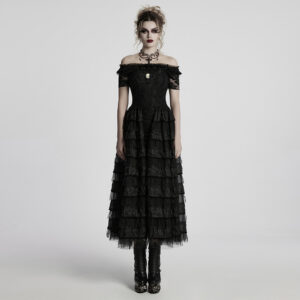 Elegant Steampunk Lace Chiffon Dress