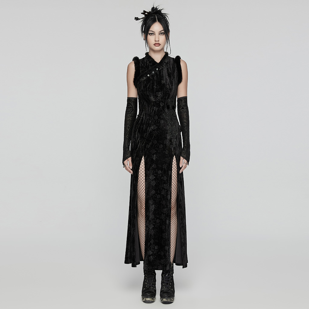 Gothic Flocked Sleeves Chinese Style Dress