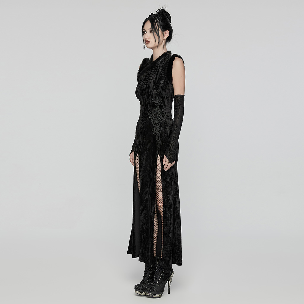Gothic Flocked Sleeves Chinese Style Dress - Image 2