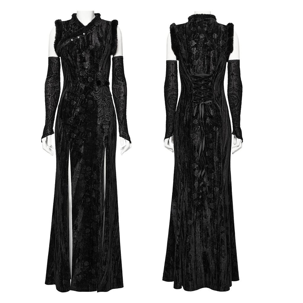 Gothic Flocked Sleeves Chinese Style Dress - Image 5