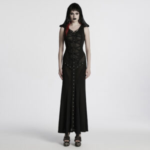 Punk Hooded Mesh Visual Dress