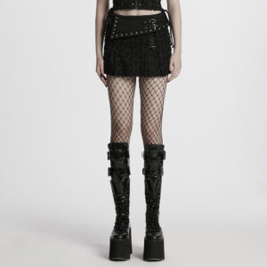 Irregular Waistband Punk Denim Skirt