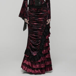 Goth Victorian Gorgeous Skirt-Black-Pink