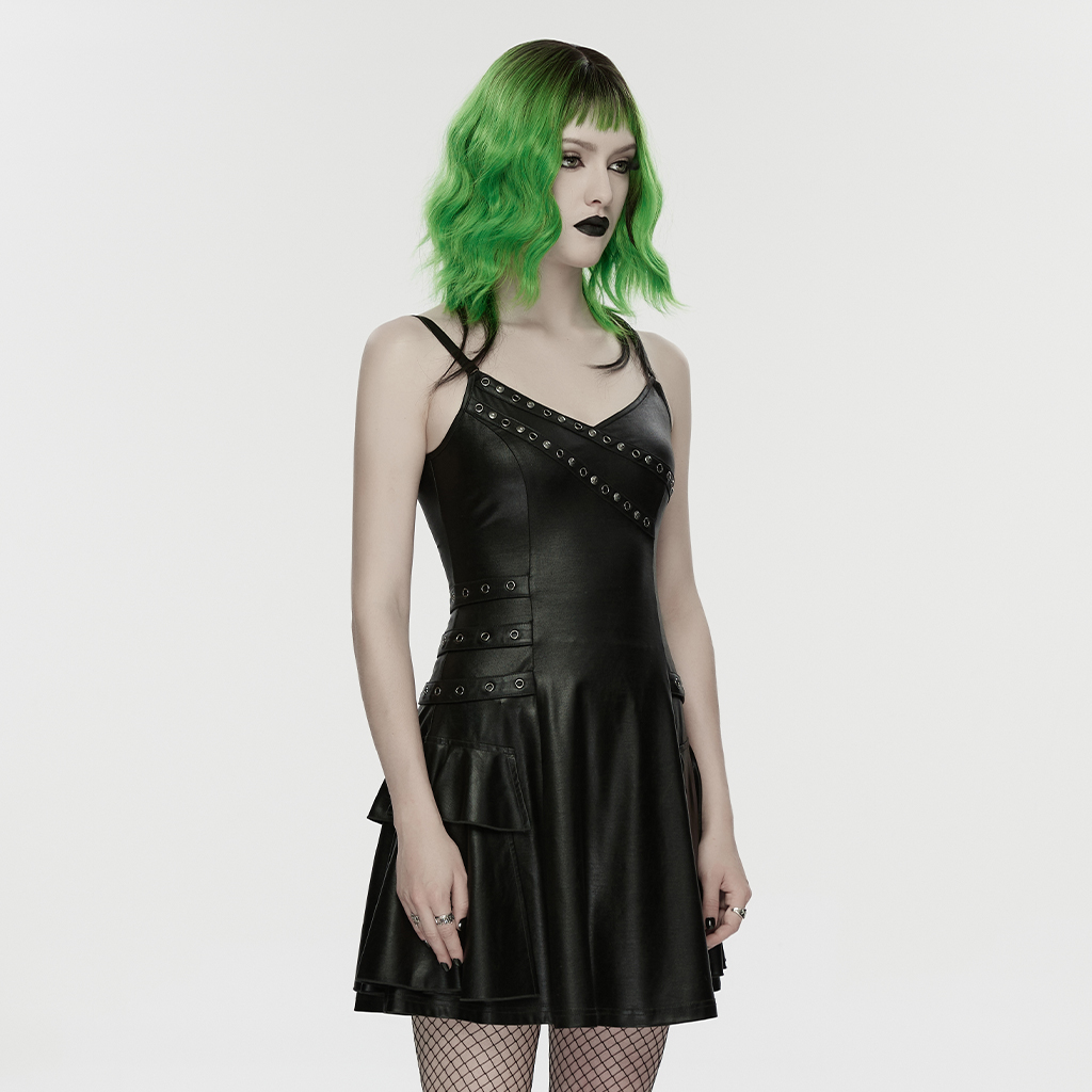 Metal Rivets Punk Slip Dress - Image 2
