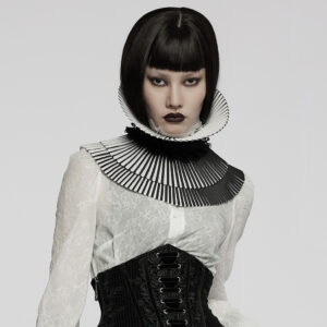 Black And White Detachable Bow Loop 3D Gothic Collar