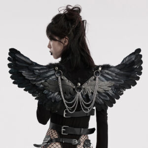 Vivid Demon Feather Wings With Elastic Rubber Straps Harness