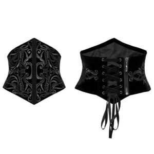 Velvet And Applique Embroidery Goth Retro Corset