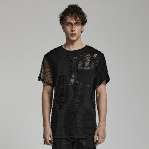 Punk Ripped Mesh Short Sleeve T-Shirt