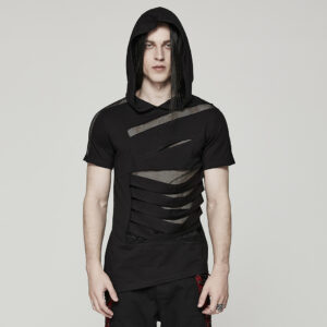Mesh Perspective Summer Hooded Short Sleeve T-Shirt