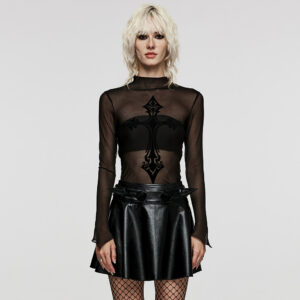 Elastic Mesh Slim Fit See-Through Goth T-Shirt