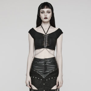 Spine Shape Metal Loop Punk T-Shirt