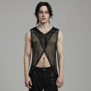 Mesh Punk Hooded Vest