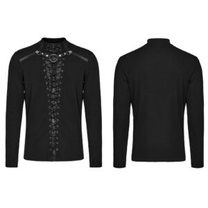 Iron Ring And Rivets Details Style Punk T-Shirt