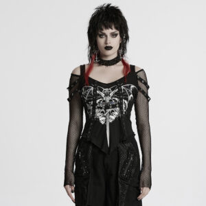 V-Neck Design Punk Printed T-Shirt