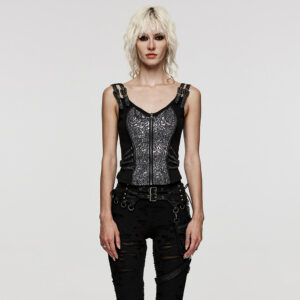 Steampunk Jacquard Vest- Black/Silver