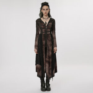 Gothic Dark Tie-Dye Irregular Design Dress Coat