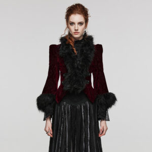 Embossed Red Velvet Goth Short Jacket