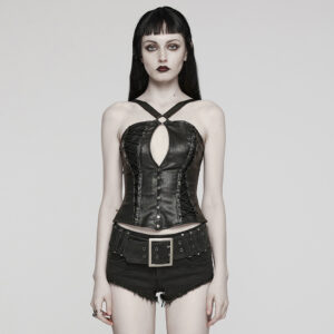Top With Detachable Metal Open Hoop Split Eyelet String Decoration