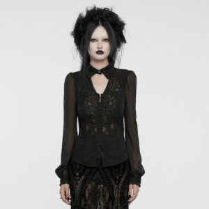 Dark Floral Chiffon Goth Shirt