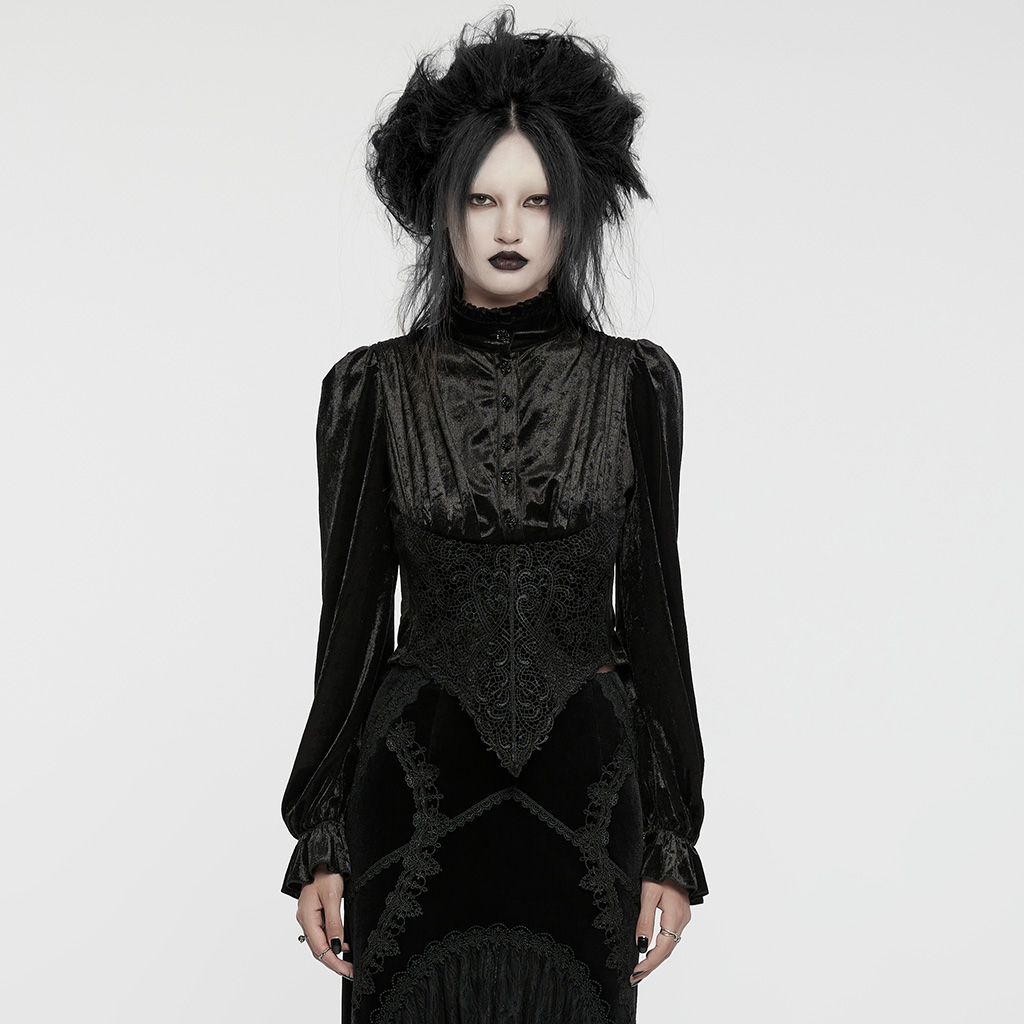 PUNK RAVE Stand Collar Slim Fit Retro Goth Shirt