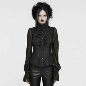 Woven Mesh Lantern Sleeves Visual Gothic Shirt