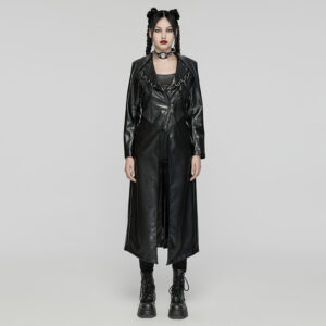 Layered Lapel Design Punk Visual PU Jacket