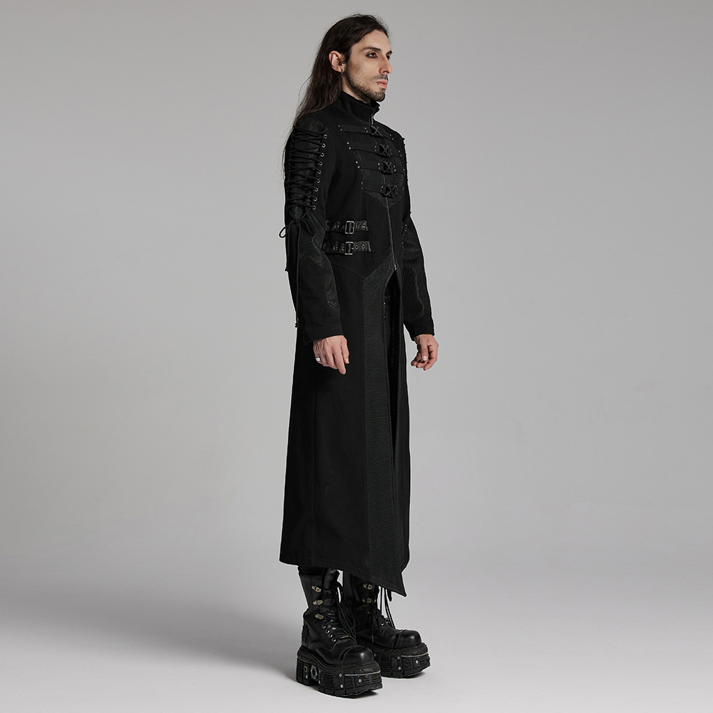 PUNK RAVE X-Shaped Buckles And Arm Straps Punk Long Jacket - Image 2