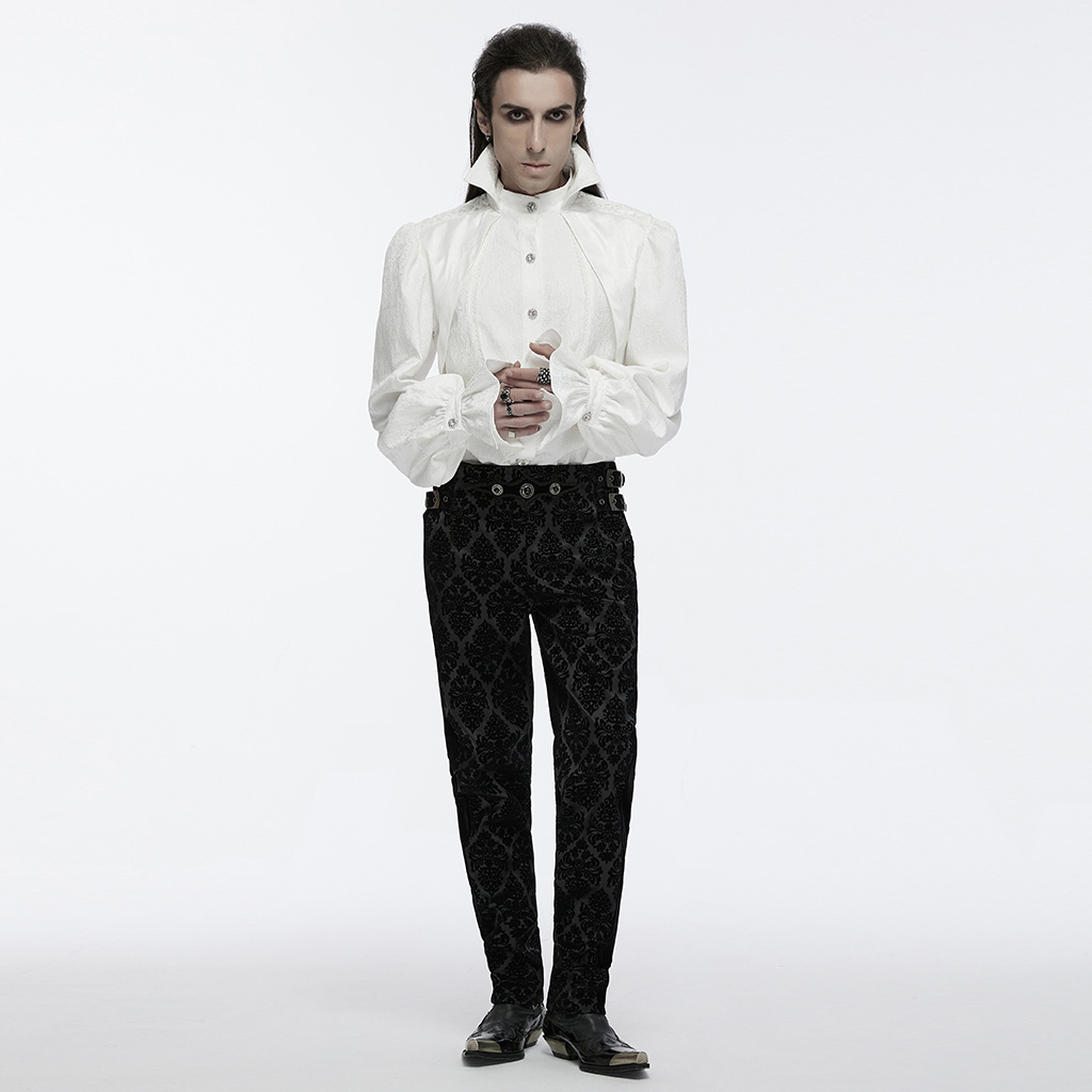 PUNK RAVE Lace Drawstring Goth Stand Collar Palace Shirt - White - Image 5
