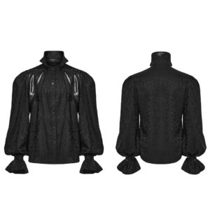 PUNK RAVE Lace Drawstring Goth Stand Collar Palace Shirt