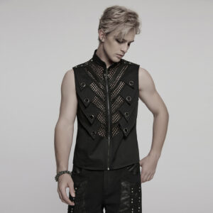 Punk Sleeveless Grid Vest